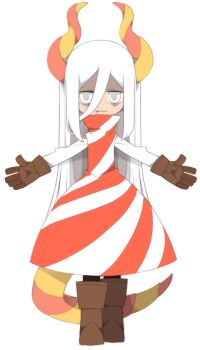 boots brown_gloves dress funamusea funamusea_(artist) gloves hair_between_eyes horns long_hair long_sleeves looking_at_viewer makizuno_(funamusea) official_art socks solo stitched_face stitches straight_hair tail very_long_hair white_background white_eyes white_hair
