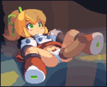 1boy 1girl animated animated_gif blonde_hair blush blush_stickers boots bow bow_panties cameltoe cleft_of_venus close-up clothed_sex clothes_lift cum cum_in_pussy cum_pool cumdrip disembodied_penis dress dress_lift ejaculation flat_chest full_body gaping green_eyes half-closed_eyes hetero kyrieru loli lowres lying m_legs mega_man_(classic) mega_man_(series) mega_man_11 mega_man_8 missionary navel on_back open_mouth orgasm panties penis pixel_art pixelated poking ponytail pussy red_bow roll_(mega_man) rolling_eyes see-through_clothes sex spread_legs thick_eyebrows torn_clothes torn_panties trembling uncensored underwear vaginal white_panties