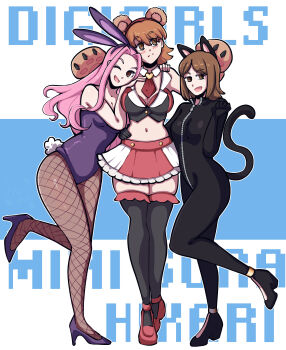 Rule 34 | 3girls, absurdres, animal ears, bear ears, brown eyes, brown hair, cat ears, cat tail, digimon, digimon adventure, digimon adventure -beyond-, high heels, highres, multiple girls, pink hair, playboy bunny, rabbit ears, rabbit tail, tachikawa mimi, tail, takenouchi sora, yagami hikari