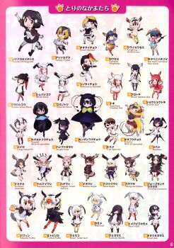 6+girls absurdres atlantic_puffin_(kemono_friends) bald_eagle_(kemono_friends) barn_swallow_(kemono_friends) black-headed_ibis_(kemono_friends) black-tailed_gull_(kemono_friends) campo_flicker_(kemono_friends) common_gull_(kemono_friends) common_kingfisher_(kemono_friends) common_murre_(kemono_friends) full_body golden_eagle_(kemono_friends) great_auk_(kemono_friends) great_hornbill_(kemono_friends) greater_bird-of-paradise_(kemono_friends) greater_honeyguide_(kemono_friends) highres japanese_crested_ibis_(kemono_friends) japari_symbol jungle_crow_(kemono_friends) kemono_friends lappet-faced_vulture_(kemono_friends) laughing_kookaburra_(kemono_friends) long-tailed_tit_(kemono_friends) looking_at_viewer multiple_girls northern_carmine_bee-eater_(kemono_friends) northern_goshawk_(kemono_friends) official_art oriental_stork_(kemono_friends) peregrine_falcon_(kemono_friends) rhinoceros_hornbill_(kemono_friends) ross's_gull_(kemono_friends) saddlebilled-stork_(kemono_friends) scarlet_ibis_(kemono_friends) secretarybird_(kemono_friends) simple_background striated_caracara_(kemono_friends) superb_bird-of-paradise_(kemono_friends) tachi-e tree_sparrow_(kemono_friends) tufted_puffin_(kemono_friends) western_parotia_(kemono_friends) white_stork_(kemono_friends) yoshizaki_mine