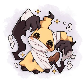 absurdres bandaged_head bandages blush claws full_body gen_7_pokemon halloween halloween_costume highres looking_at_viewer mimikyu mummy mummy_costume nintendo no_humans pokemon pokemon_(creature) pokemon_focus sevi_(seviyummy) solo star_(symbol)