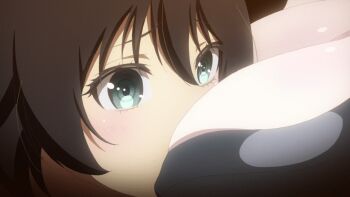 2girls animated animated_gif between_breasts black_hair bouncing bouncing_breasts breasts breasts_out demon_girl face_between_breasts green_eyes head_between_breasts large_breasts looking_at_breasts mammon_(sin_nanatsu_no_taizai) mammon_(the_seven_deadly_sins) multiple_girls nipples plump screencap short_hair sin_nanatsu_no_taizai the_seven_deadly_sins totsuka_maria undressing yuri