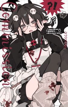 ahoge animal_ears blush commentary_request evodtonaeco hair_ornament highres jacket long_hair open_mouth original skirt sleeves_past_wrists solo tagme