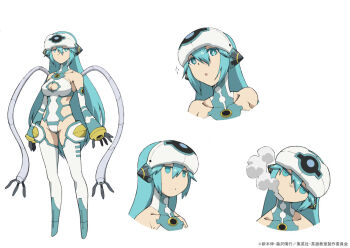 1girl blue_hair breasts cleavage eiyuu_kyoushitsu expressionless iona_(eiyuu_kyoushitsu) kawamura_kousuke large_breasts robot source_request tagme