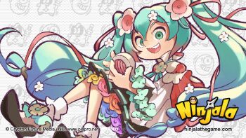 Rule 34 | 1girl, aqua eyes, aqua hair, aqua ribbon, black dress, black outline, black shoes, blue flower, blue rose, braid, brooch, cape, coat, collar, commentary, copyright notice, double-parted bangs, dress, english commentary, flower, flower-trimmed sleeves, flower brooch, flower underskirt, frilled collar, frills, full body, gradient hair, gumchi, hair between eyes, hair flower, hair ornament, happy, hatsune miku, high collar, holding, holding microphone, jewelry, long hair, long sleeves, low-braided long hair, low-tied long hair, low twintails, magical mirai miku, magical mirai miku (2021), mary janes, microphone, multicolored hair, neck ribbon, ninjala, nose, official art, open mouth, orange flower, orange rose, outline, pink flower, pink hair, pink rose, polka dot, polka dot background, purple flower, purple rose, red flower, red rose, rianti-wong, ribbon, rose, shoes, short dress, simple background, smile, socks, solo, solo focus, teeth, tongue, twin braids, twintails, two-sided cape, two-sided collar, two-sided fabric, upper teeth only, very long hair, vocaloid, watermark, web address, white background, white cape, white coat, white collar, white dress, white flower, white socks, wide sleeves, yellow flower, yellow rose