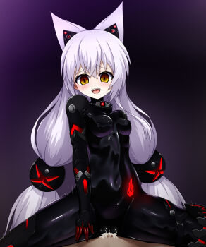 1boy 1girl absurdres alternate_costume alternate_eye_color alternate_hair_color animal_ears bar_censor black_bodysuit blush bodysuit breasts censored clothed_female_nude_male clothed_sex corruption covered_erect_nipples cowgirl_position cum cum_in_pussy entenca g41_(girls'_frontline) girl_on_top girls'_frontline hetero highres latex latex_bodysuit long_hair low_twintails mechanical_ears medium_breasts navel nude penis pov sangvis_ferri sex smile solo_focus straddling sweatdrop syringe tight_clothes twintails vaginal very_long_hair white_hair yellow_eyes
