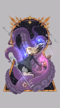 1girl abigail_williams_(fate) absurdres black_dress blonde_hair bloomers blue_eyes bow dress fate/grand_order fate_(series) hair_bow highres key keyhole long_hair portal_(object) shuchream sleeves_past_fingers sleeves_past_wrists tentacles underwear white_bloomers