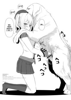 1boy 1girl absurdres animal_penis bar_censor bestiality breasts censored dog dog_penis erection gloves handjob hetero highres huge_penis imminent_penetration kantai_collection kashima_(kancolle) knotted_penis looking_at_viewer medium_breasts monochrome open_mouth penis penis_grab pleated_skirt ponytail side_ponytail simple_background skirt source_request tsurugi_muda white_background white_gloves