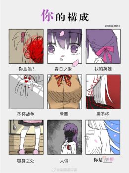 1girl aged_down arm_tattoo character_name chart chinese_commentary chinese_text command_spell commentary_request constricted_pupils dark_persona dark_sakura faceless faceless_female fate/stay_night fate/zero fate_(series) grey_background hair_bobbles hair_ornament hair_ribbon heaven's_feel highres homurabara_academy_school_uniform matou_sakura multiple_views official_alternate_hair_color partially_colored pink_petals pink_ribbon purple_eyes purple_hair ribbon school_uniform simple_background simplified_chinese_text split_theme tattoo tohsaka_sakura traditional_chinese_text translation_request watermark weibo_watermark white_hair yubaibaikaibai