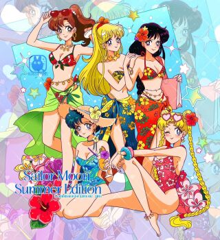5girls adult_swim aino_minako ball beachball bikini bishoujo_senshi_sailor_moon bishoujo_senshi_sailor_moon_r bishoujo_senshi_sailor_moon_r:_the_movie bishoujo_senshi_sailor_moon_s bishoujo_senshi_sailor_moon_s_the_movie:_kaguya-hime_no_koibito bishoujo_senshi_sailor_moon_supers bishoujo_senshi_sailor_moon_supers_the_movie:_sailor_9_senshi_shuuketsu!_black_dream_hole_no_kiseki black_hair blonde_hair blue_eyes breasts brown_hair cleavage earrings flower food green_eyes hair_flower hair_ornament hino_rei ice_cream jewelry kino_makoto medium_breasts mizuno_ami momoka.draws multiple_girls one-piece_swimsuit ponytail purple_eyes swimsuit toei_company toonami towel tsukino_usagi twintails viz_media