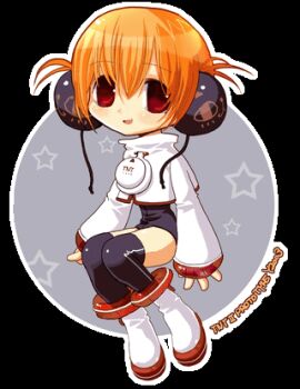 1girl 2000s_(style) archived_source black_leotard black_socks blush chibi collared_shirt cropped_shirt drawstring earmuffs full_body hair_between_eyes knees_together_feet_apart leotard long_sleeves looking_at_viewer lowres milktea_(aoiexk) open_mouth orange_hair original outline over-kneehighs red_eyes retro_artstyle shirt shoes short_hair sleeves_past_wrists socks solo star_(symbol) straight_hair teeth thighhighs transparent_background upper_teeth_only white_outline white_shoes white_sleeves wide_sleeves