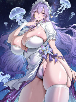 absurdres ai-assisted breasts cantarella_(vocaloid) cantarella_(wuthering_waves) commentary_request curvy earrings highres huge_breasts jewelry large_breasts lotus26 mature_female plump skindentation wuthering_waves