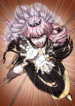 1girl absurdres atelier_juan breasts commentary_request dragon_ball dragon_ball_(classic) highres hololive hololive_english kamehameha_(dragon_ball) long_hair looking_at_viewer mori_calliope open_mouth pink_eyes pink_hair red_eyes solo virtual_youtuber