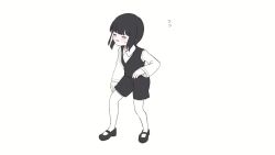 1girl animated black_hair black_shoes black_shorts black_vest closed_eyes collared_shirt exhausted flying_sweatdrops full_body ic_(iccccccccc81) long_sleeves looping_animation mary_janes multicolored_hair open_mouth original running shirt shoes shorts simple_background solo thighhighs vest video white_background white_hair white_shirt white_thighhighs