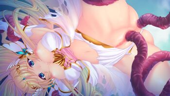 1girl anal blonde_hair blue_eyes blush breasts censored clothing_aside double_penetration elbow_gloves en_ciel_rena en_ciel_rena_(laelith) game_cg gloves kourin_tenshi_en_ciel_rena large_breasts large_variant_set leotard long_hair magical_girl mosaic_censoring navel nipples non-web_source official_art pussy rape restrained saitou_natsuki solo spread_legs suhamaya tentacle_sex tentacles tiara tomoe_rena torn_clothes vaginal variant_set white_gloves