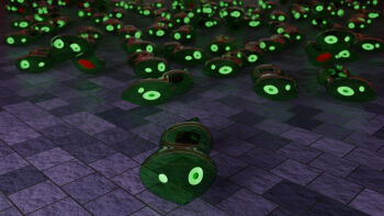 3d absurdres commentary english_commentary gen_6_pokemon green_eyes highres legendary_pokemon nintendo no_humans picano pokemon pokemon_(creature) pokemon_focus see-through_body zygarde zygarde_cell zygarde_core