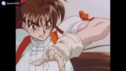 1990s_(style) 1996 3girls action animated anime_screenshot attack black_hair boots bouncing_breasts bow breasts brown_eyes brown_hair city crowd dark-skinned_female dark_skin dress elbow_pads fight fighting fingerless_gloves framed_breasts gloves green_eyes headband kimura_takahiro knee_pads kubota_jun large_breasts long_hair mole mole_under_eye multiple_girls ponytail retro_artstyle ryona sound studio_jam subtitled tagme takeuchi_yuka toes toned toned_female variable_geo video waitress wrestling_ring yajima_satomi yellow_dress