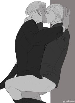 against_wall ashe_ubert dedue_molinaro fire_emblem fire_emblem:_three_houses highres kiss nebulousvega nintendo source_request tagme yaoi