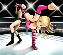 Rule 34 | 1boy, 1girl, artist request, defeat, femdom, kicking, tagme, wrestling, wrestling outfit, wrestling ring