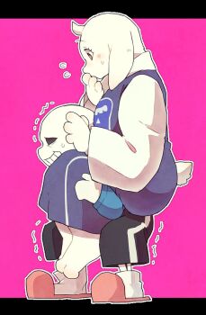 1boy 1girl artist_request couple furry goat open_mouth red_eyes sans_(undertale) skeleton toriel undertale utdr_(toby_fox)