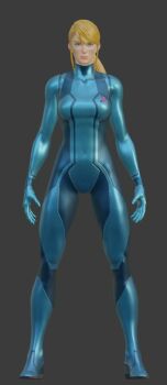 1girl 3d armpits arms_at_sides blonde_hair blue_bodysuit blue_eyes blush bodysuit breasts closed_mouth collarbone concept_art covered_navel expressionless eyelashes facing_viewer female_focus full_body grey_background large_breasts legs looking_at_viewer metroid metroid_dread neck nintendo official_art ponytail print_bodysuit samus_aran side_bangs sidelocks simple_background skin_tight standing thighs zero_suit