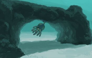 commentary_request gen_3_pokemon highres lileep nintendo no_humans one-hour_drawing_challenge pokemon pokemon_(creature) pokemon_focus rend solo tentacles underwater upside-down yellow_eyes