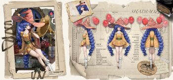 1girl absurdres antique_phone balloon blue_eyes closed_mouth dated dress hat highres holding holding_phone indoors large_hat long_hair long_sleeves looking_at_viewer miao_miao1542010 multiple_views night one_eye_covered original phone phonograph purple_hair red_hat sitting sky star_(sky) star_(symbol) starry_sky very_long_hair wide_sleeves window witch_hat yellow_dress