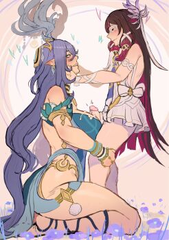 1futa 1girl after_paizuri antlers ass black_hair blush breasts closed_mouth columbina_(genshin_impact) cum cum_on_body cum_on_breasts cum_on_upper_body deer_antlers dress ear_blush flower full_body futa_with_female futanari genshin_impact green_dress hair_ornament hands_on_another&#039;s_face heart highres horns large_breasts lauma_(genshin_impact) long_hair looking_at_another mask medium_penis multicolored_hair penis pink_hair pointy_ears purple_hair redfushsia seiza sitting spoken_heart two-tone_hair uncensored very_long_hair white_dress x_hair_ornament