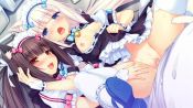 10s 1boy 2girls animal_ear_fluff animal_ear_legwear animal_ears animated bell black_hair blue_bow blue_eyes blush bow breasts brown_eyes buttons cat_ear_legwear cat_ear_thighhighs cat_ears cat_girl cat_tail cat_thighhighs chocola_(nekopara) closed_eyes clothed_sex collar cum cum_in_pussy cum_on_body cum_on_breasts cum_on_upper_body decensored ejaculation game_cg group_sex hair_ribbon heart_button hetero indoors long_hair maid maid_headdress multiple_girls neck_bell nekopara nipples panties panties_around_leg paw_print_soles penis pink_bow pink_hair ribbon sayori_(neko_works) sex siblings sisters slit_pupils small_breasts spread_legs sweat tagme tail teeth thighhighs third-party_edit twins twintails uncensored underwear vaginal vanilla_(nekopara) video wrist_cuffs