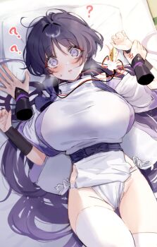 1girl ? armor au_au08 belt black_belt black_bow black_hair bow breasts bright_pupils crotch curled_fingers disembodied_hand eyeliner eyeshadow feathers fundoshi futon genderswap genderswap_(mtf) genshin_impact hair_between_eyes hair_intakes holding_another&#039;s_wrist implied_selfcest japanese_armor japanese_clothes kariginu kimono kote kurokote large_breasts layered_clothes layered_kimono layered_sleeves long_hair looking_at_viewer loose_hair_strand lying makeup official_alternate_hair_length official_alternate_hairstyle on_back on_bed open_hand open_mouth panties pelvic_curtain pom_pom_(clothes) purple_eyes purple_kimono purple_sleeves red_eyeliner red_eyeshadow scaramouche_(genshin_impact) scaramouche_(kabukimono)_(genshin_impact) side-tie_panties sleeves_rolled_up string sweatdrop thighhighs thighs underwear very_long_hair white_kimono white_pupils white_sleeves white_thighhighs wide-eyed yellow_feathers yukadon