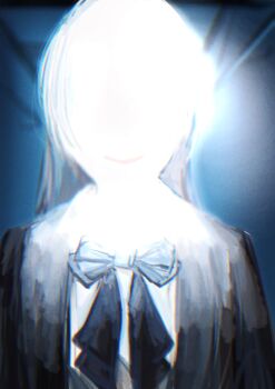 Rule 34 | 1girl, ado (utaite), black coat, bow, bowtie, chando (ado), coat, commentary, hashtag-only commentary, highres, long hair, overexposure, oyashirazu (adochan daisuki), photo-referenced, solo, untranslatable commentary, upper body, utaite