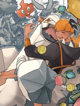 arm_up aspear_berry berry_(pokemon) black_hair carrying charizard chevron_(symbol) claws closed_eyes commentary_request dark-skinned_male dark_skin dragapult dreepy duraludon earrings facial_hair floating flygon flying food gen_1_pokemon gen_3_pokemon gen_4_pokemon gen_8_pokemon green_eyes grey_hair headband highres holding holding_food holding_ladle hood hood_down hoodie horns hug jewelry ladle laughing leon_(pokemon) licking licking_another&#039;s_face long_hair long_sleeves looking_at_another lower_teeth_only male_focus multicolored_hair nintendo open_mouth orange_headband outdoors pecha_berry piercing pokemon pokemon_(creature) pokemon_swsh raihan_(pokemon) rawst_berry rotom rotom_phone shirt short_sleeves sideburns soup_ladle spiked_hair stud_earrings teeth tongue tongue_out tpgphqymbipcvua tree two-tone_hair yellow_eyes