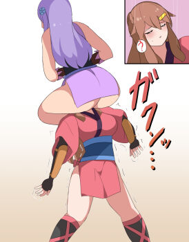 2girls appei_(555) catfight commission femdom highres multiple_girls ninja pixiv_commission scissorhold tagme