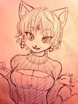 animal_ears artist_request breasts cleavage cleavage_cutout clothing_cutout fox fox_ears fox_tail furry furry_female jewelry krystal nintendo source_request star_fox sweater tail turtleneck turtleneck_sweater