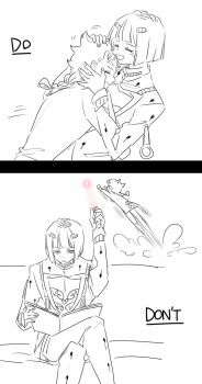 animal_ears bob_cut book braid bruno_bucciarati cat_ears closed_eyes giorno_giovanna hair_ornament happy head_pat highres jojo_no_kimyou_na_bouken laser_pointer luminous_slime monochrome tattoo vento_aureo yaoi zipper zipper_pull_tab