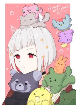 >_< +++ ._. 1girl :d ;3 ;d ^_^ absurdres animal animal_on_head animal_on_shoulder animalization anyoji_hime basil_(wgh0anzdple3asf) bird black_choker blue_bird bob_cut brown_dress cat cat_on_head cat_on_shoulder choker closed_eyes closed_mouth colored_inner_hair commentary_request dated diagonal_bangs dinosaur dog dress fang fangs flower flying flying_sweatdrops fujishima_megumi green_cat grey_cat grey_hair hair_flower hair_ornament happy_birthday hasu_no_sora_school_uniform highres hinoshita_kaho inverted_bob korean_commentary link!_like!_love_live! love_live! momose_ginko motoori_kosuzu multicolored_hair multiple_cats multiple_dogs murano_sayaka on_head one_eye_closed ogami_sachi open_mouth osawa_rurino otomune_kozue pink_background pink_dog purple_dog rabbit rabbit_on_head red_eyes red_flower red_hair red_panda sailor_collar sailor_dress school_uniform short_hair skin_fang smile split_mouth star_(symbol) star_hair_ornament streaked_hair tassel tassel_hair_ornament virtual_youtuber white_sailor_collar white_wings winged_cat wings winter_uniform xd yugiri_tsuzuri