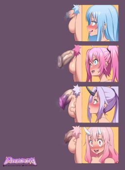 4futa absurdres ahegao ahoge artist_name blue_eyes blue_hair blush censored chart develadara flaccid futanari highres horns long_hair long_image matching_hair/eyes medium_hair milim_nava mosaic_censoring multiple_futa nude open_mouth penis penis_chart penis_comparison penis_size_comparison pink_hair ponytail pubic_hair purple_background purple_eyes purple_hair red_eyes rimuru_tempest shion_(tensura) shuna_(tensura) simple_background single_horn small_penis sweat sweatdrop tensei_shitara_slime_datta_ken testicles tongue tongue_out twintails veins veiny_penis veiny_testicles yellow_eyes