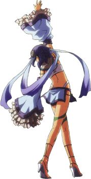 1girl breasts dancer enami_katsumi highres medium_breasts official_art rixia_mao sandals tagme tattoo