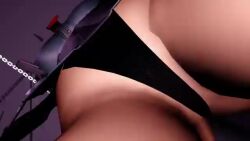 1girl 3d animated artist_request ass ass_focus audible_music belt black_belt black_dress black_gloves black_jacket bottle breasts brown_hair brown_thighhighs chest_hair cropped_jacket dancing dress drunk gloves goddess_of_victory:_nikke jacket large_breasts leotard leotard_under_clothes long_hair lowres lying mikumikudance_(medium) music necktie open_mouth rapi_(nikke) red_eyes red_necktie skindentation solo sound tagme thighhighs underwear video wide_hips