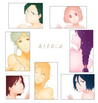 Rule 34 | 6+girls, absurdres, bare shoulders, black hair, bleach, bleach: sennen kessen-hen, bone hair ornament, braid, braided ponytail, breasts, brown eyes, commentary request, copyright name, earrings, glasses, hair between eyes, hair ornament, highres, hinamori momo, ise nanao, jewelry, kotetsu isane, kuchiki rukia, kurotsuchi nemu, kusajishi yachiru, large breasts, long hair, m1gm1gmagnesium, matsumoto rangiku, multiple girls, one eye closed, pink hair, raised eyebrow, red eyes, short hair, short hair with long locks, single braid, smile, waving