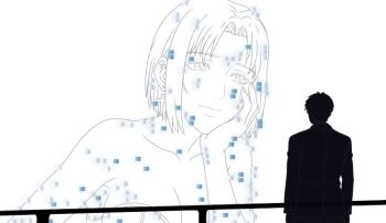 Rule 34 | 1boy, 1girl, bible black, bible black new testament, blade runner (series), blade runner 2049, hologram, kitami reika, shin bible black, sketch, yamanishi naoto, you look lonely (meme)