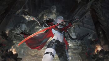 1girl alpha:_crimson_weave_(pgr) alpha_(pgr) animated animated_gif belt katana looking_at_viewer looking_down punishing:_gray_raven source_request sword tagme tattoo weapon