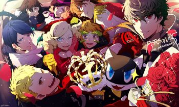 10s 4boys 4girls akechi_gorou amamiya_ren bad_id bad_twitter_id black_hair blonde_hair bodysuit braid cat crown_braid fox_(persona_5) fur_trim glasses headphones jacket kitagawa_yuusuke long_hair looking_at_viewer mask morgana_(persona_5) multiple_boys multiple_girls niijima_makoto noir_(persona_5) okumura_haru oracle_(persona_5) orange_hair panther_(persona_5) persona persona_5 queen_(persona_5) red_eyes sakamoto_ryuuji sakura_futaba skull_(persona_5) smile takamaki_anne twintails