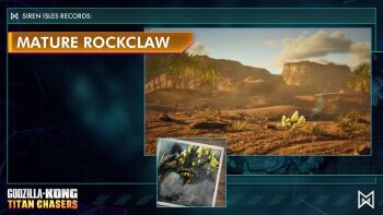 Rule 34 | 3d, aircraft, animated, blue sky, bush, character name, character profile, claws, cloud, concept art, crab, cross promotion, crossover, crystal, crystal elemental, day, desert, elemental (creature), english text, fern, flying, giant, giant monster, godzilla (series), godzilla vs. kong, godzilla x kong: the new empire, godzilla x kong: titan chasers, grass, highres, hunted cow studios, kaiju, king kong (series), legendary pictures, mandibles, mature rockclaw, monster, monsterverse, mountain, no humans, official art, outdoors, palm tree, pincers, plant, promotional art, red eyes, road, rockclaw, rockclaw grub, sky, sound, tie-in, tilting point llc, tree, twilight, video, video game, vtol, yellow crystal