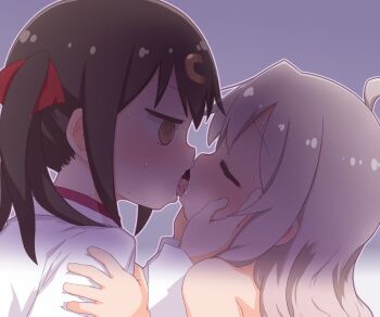 2girls age_difference animated black_hair closed_eyes clothed_female_nude_female french_kiss grey_hair incest kiss loli long_hair multiple_girls nude onee-loli onii-chan_wa_oshimai! oyama_mahiro oyama_mihari saliva short_hair siblings sisters tagme video yellow_eyes yuri yuuge_(hangoban)