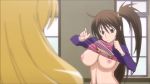 00s 2girls animated breasts brown_eyes dressing large_breasts multiple_girls nipples sekirei sound tsukiumi uzume_(sekirei) video
