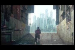 1990s_(style) 1boy 1girl animated battle blood camouflage city ghost_in_the_shell kusanagi_motoko male_focus okiura_hiroyuki oshii_mamoru retro_artstyle sound sunglasses tagme video water