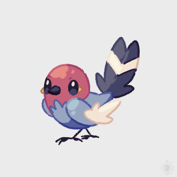 beak bird fletchling full_body gen_6_pokemon grey_background highres nintendo no_humans poffim pokemon pokemon_(creature) simple_background solo