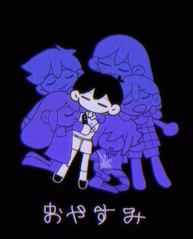 Rule 34 | 2girls, 4boys, antenna hair, aubrey (headspace) (omori), aubrey (omori), barefoot, basil (headspace) (omori), basil (omori), black background, black hair, blood, blood on clothes, brothers, checkered clothes, chibi, chibi only, closed eyes, closed mouth, collared shirt, commentary, double-parted bangs, drooling, gimu108, hair between eyes, hero (headspace) (omori), hero (omori), highres, hug, kel (headspace) (omori), kel (omori), knife in chest, long hair, long shirt, mari (headspace) (omori), mari (omori), mouth drool, multiple boys, multiple girls, no mouth, omori, open mouth, parted lips, shirt, short hair, short sleeves, shorts, siblings, sidelocks, simple background, socks, spoilers, sunny (omori), sweater vest, symbol-only commentary, t-shirt, translation request