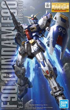 2019 bandai beam_rifle box_art character_name commentary_request copyright_notice dated earth_federation energy_gun f90_gundam gundam gundam_f90 gunpla highres looking_at_viewer machinery mecha mecha_focus mobile_suit model_kit morishita_naochika no_humans painting_(medium) realistic robot scan science_fiction shield space thrusters traditional_media v-fin weapon zero_gravity